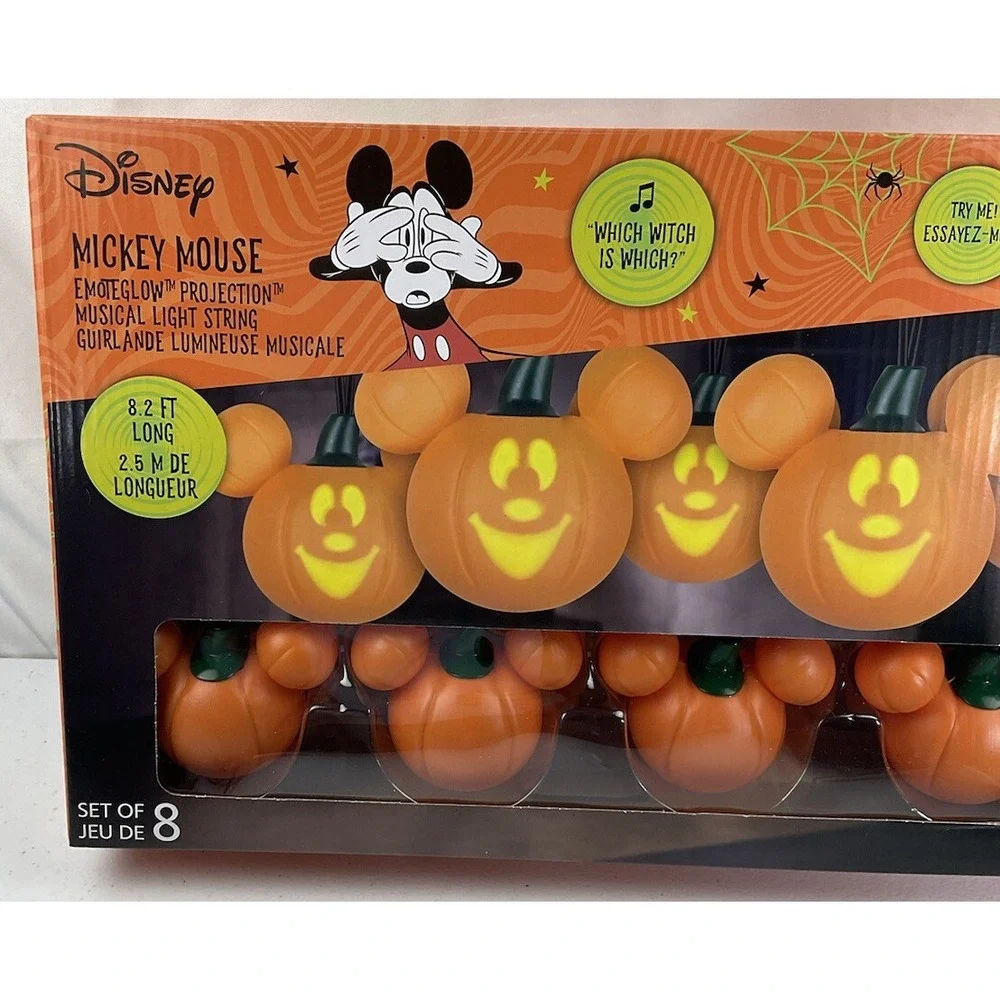 Disney Mickey Halloween Emoteglow Pumpkin Projection Singing String Lights